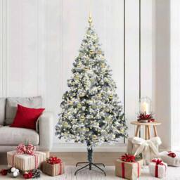 Berkfield Home Artificial Christmas Tree with 300 LEDs with Stand Green 210 cm - thumbnail 1