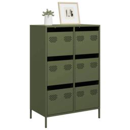 Berkfield Home Highboard Olive Green 68x39x101.5 cm Steel - thumbnail 2