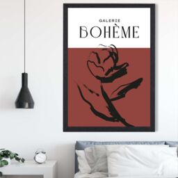 ARTZE Red Rose Boho Sketch Floral Framed Print SIZE: A2 with Black Frame - Size: A4 - thumbnail 2