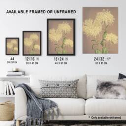 "Artery8 Three Yellow Chrysanthemum Vintage Japan Wall Art Print Kazumasa - Size: W12"" x H16""" - thumbnail 3
