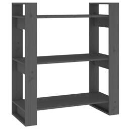 Berkfield Home Beautiful Book Cabinet/Room Divider Grey 80x35x91 cm Solid Wood Pine - Size: 80 x 35 x 91 cm - thumbnail 3