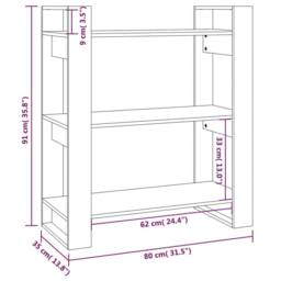 Berkfield Home Beautiful Book Cabinet/Room Divider Grey 80x35x91 cm Solid Wood Pine - Size: 80 x 35 x 91 cm - thumbnail 8