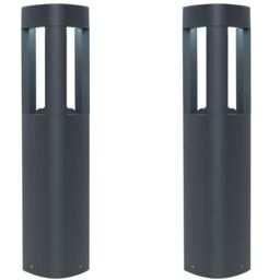 Loops 2 PACK Outdoor Post Bollard Light Grey Triangle Modern Driveway Path Lamp LED - thumbnail 1