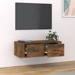 Berkfield Home Hanging TV Cabinet Smoked Oak 80x36x25 cm Engineered Wood in Brown - Size: 80 x 36 x 25 cm - thumbnail 3