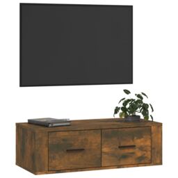 Berkfield Home Hanging TV Cabinet Smoked Oak 80x36x25 cm Engineered Wood in Brown - Size: 80 x 36 x 25 cm - thumbnail 4