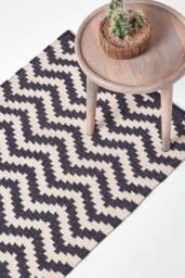 Homescapes Casablanca Handwoven Cotton Kilim Hall Runner, 66 x 200 cm in Dark Blue - Size: 66 cm x 200 cm - thumbnail 1
