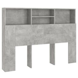 Berkfield Home Headboard Cabinet Concrete Grey 140x19x103.5 cm - thumbnail 2