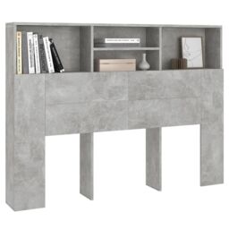 Berkfield Home Headboard Cabinet Concrete Grey 140x19x103.5 cm - thumbnail 4
