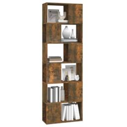 Berkfield Home Book Cabinet/Room Divider Smoked Oak 60x24x186 cm in Brown - Size: 60 x 24 x 186 cm - thumbnail 4