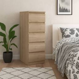 Wyld Haus Budapest slim chest of drawers natural oak effect 5 drawers