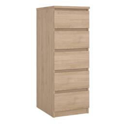 Wyld Haus Budapest slim chest of drawers natural oak effect 5 drawers - thumbnail 2