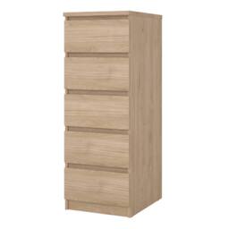 Wyld Haus Budapest slim chest of drawers natural oak effect 5 drawers - thumbnail 4