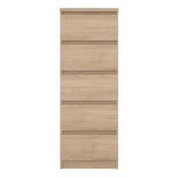 Wyld Haus Budapest slim chest of drawers natural oak effect 5 drawers - thumbnail 3