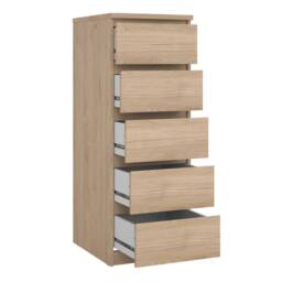 Wyld Haus Budapest slim chest of drawers natural oak effect 5 drawers - thumbnail 5