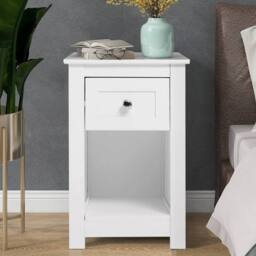 EONLION White Wood Simple Bedroom Bedside Table Single - Size: 100 cm - thumbnail 3