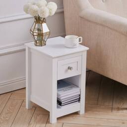 EONLION White Wood Simple Bedroom Bedside Table Single - Size: 100 cm - thumbnail 5