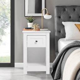 EONLION White Wood Simple Bedroom Bedside Table Single - Size: 100 cm - thumbnail 4