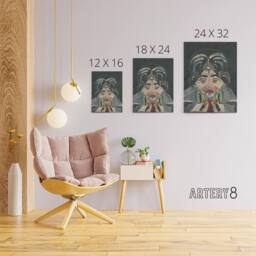 "Artery8 Head of a Woman Portrait Kubincan Canvas Wall Art Print in Grey - Size: W18"" x H24""" - thumbnail 4