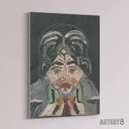 "Artery8 Head of a Woman Portrait Kubincan Canvas Wall Art Print in Grey - Size: W18"" x H24""" - thumbnail 2
