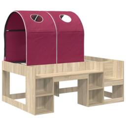 Berkfield Home Bed with Tunnel 3 pcs Sonoma Oak & Red Engineered Wood in Brown - thumbnail 3
