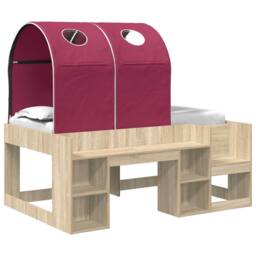 Berkfield Home Bed with Tunnel 3 pcs Sonoma Oak & Red Engineered Wood in Brown - thumbnail 2