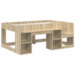 Berkfield Home Bed with Tunnel 3 pcs Sonoma Oak & Red Engineered Wood in Brown - thumbnail 4