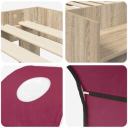 Berkfield Home Bed with Tunnel 3 pcs Sonoma Oak & Red Engineered Wood in Brown - thumbnail 9