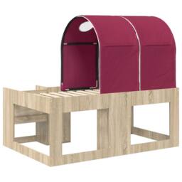 Berkfield Home Bed with Tunnel 3 pcs Sonoma Oak & Red Engineered Wood in Brown - thumbnail 8