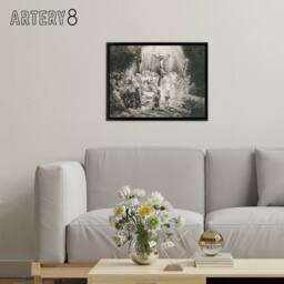 "Artery8 Rembrandt The Three Crosses Framed Canvas Wall Art Print in Grey - Size: W12"" x H16""" - thumbnail 3