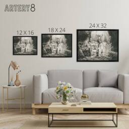 "Artery8 Rembrandt The Three Crosses Framed Canvas Wall Art Print in Grey - Size: W12"" x H16""" - thumbnail 4