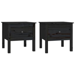 Berkfield Home Side Tables 2 pcs Black 50x50x49 cm Solid Wood Pine - Size: 50 x 50 x 49 cm - thumbnail 2