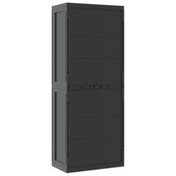 Berkfield Home Outdoor Storage Cabinet Black 65x37x165 cm PP - Size: 65 x 37 x 165 cm - thumbnail 6