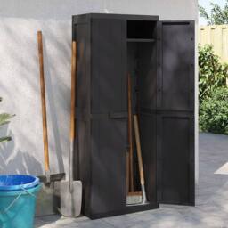 Berkfield Home Outdoor Storage Cabinet Black 65x37x165 cm PP - Size: 65 x 37 x 165 cm - thumbnail 1