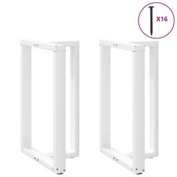 Berkfield Home Bar Table Legs T-Shaped¬†2 pcs White 60x35x(90-91) cm Steel - thumbnail 1