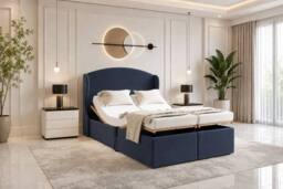 SOFT SNOOZE BEDS Chester Wings Electric Adjustable Mobility Bed with Mattress in Dark Blue - Size: King - thumbnail 1