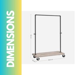 Pirlo Plush Industrial Garment Rail On Wheels Rustic Brown - thumbnail 6