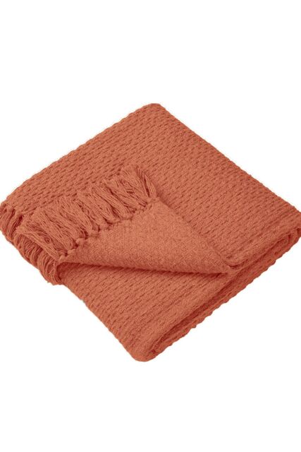 Drift Home 'Hayden' Textured Woven Throw in Terracotta - Size: 200 cm x 200 cm - image 1