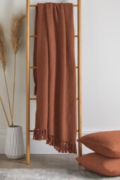 Drift Home 'Hayden' Textured Woven Throw in Terracotta - Size: 200 cm x 200 cm - thumbnail 3