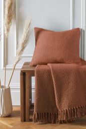 Drift Home 'Hayden' Textured Woven Throw in Terracotta - Size: 200 cm x 200 cm - thumbnail 2
