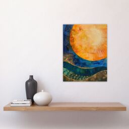 "Artery8 Abstract Sunrise Modern Tarot Style Painting Wall Art Print in Blue - Size: W24"" x H32""" - thumbnail 4