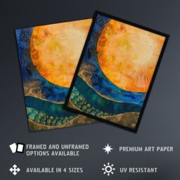 "Artery8 Abstract Sunrise Modern Tarot Style Painting Wall Art Print in Blue - Size: W24"" x H32""" - thumbnail 2