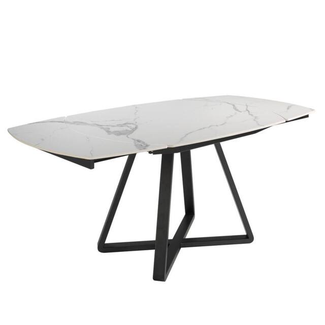 Angel Cerda Oval Extendable Dining Table, Porcelain Marble, Black Steel Legs - image 1