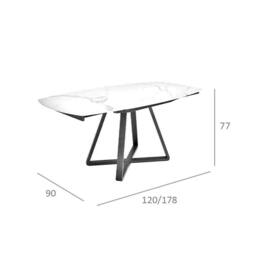 Angel Cerda Oval Extendable Dining Table, Porcelain Marble, Black Steel Legs - thumbnail 8