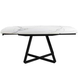 Angel Cerda Oval Extendable Dining Table, Porcelain Marble, Black Steel Legs - thumbnail 6
