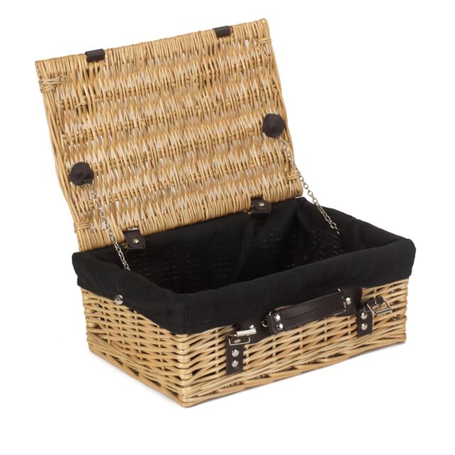 Red Hamper Wicker 36cm Picnic Basket with Cotton Lining in Black - image 1