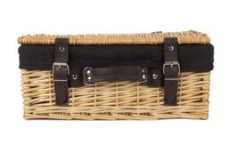 Red Hamper Wicker 36cm Picnic Basket with Cotton Lining in Black - thumbnail 3