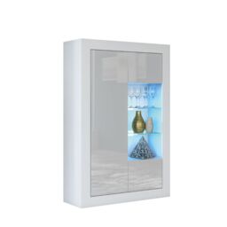 Creative Furniture Arcadia Display Cabinet 140cm - A Compact & Sleek Cabinet with Glass Shelves & LED Lights in Grey - thumbnail 3