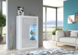 Creative Furniture Arcadia Display Cabinet 140cm - A Compact & Sleek Cabinet with Glass Shelves & LED Lights in Grey - thumbnail 2