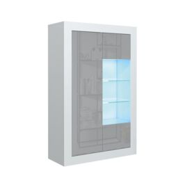 Creative Furniture Arcadia Display Cabinet 140cm - A Compact & Sleek Cabinet with Glass Shelves & LED Lights in Grey - thumbnail 5