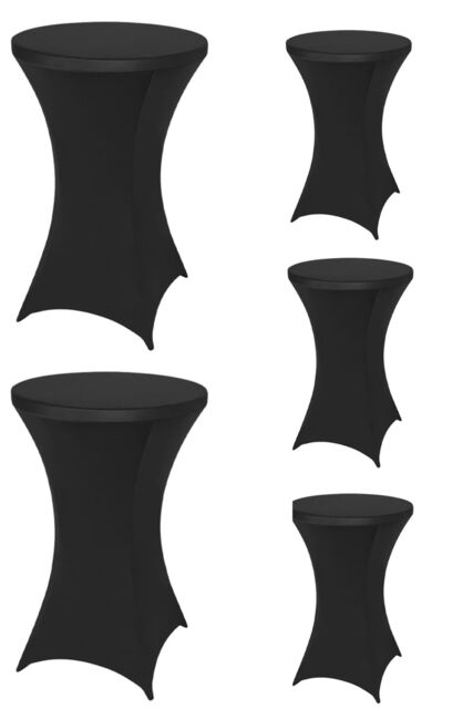 "Neel Blue Cocktail Spandex Tablecloth High Top Round Table Cover, 32"" x 43"", 5pcs in Black" - image 1